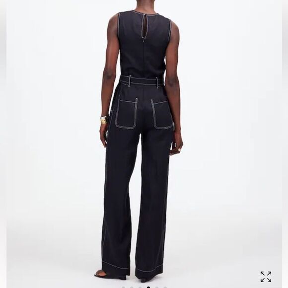 NWT Madewell Jumpsuit Black Linen 14 - Picture 5 of 10